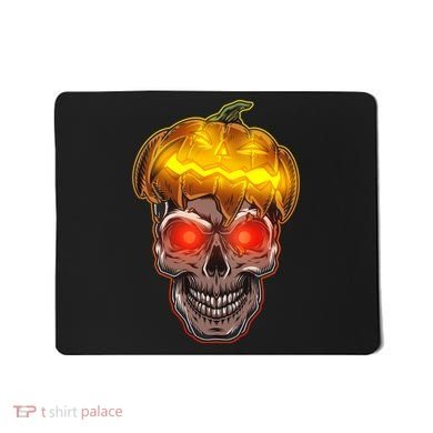 Spooky Halloween Glowing Pumpkin Skull Face Mousepad