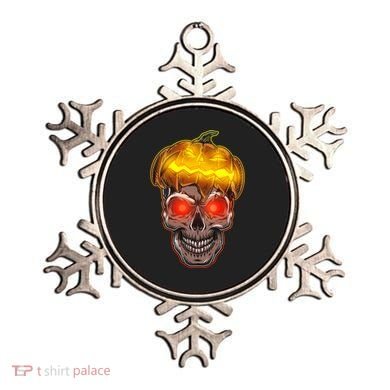 Spooky Halloween Glowing Pumpkin Skull Face Ornament