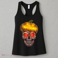 Spooky Halloween Glowing Pumpkin Skull Face Women's Tank Top thumb 3