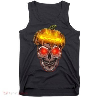 Spooky Halloween Glowing Pumpkin Skull Face Tank Top