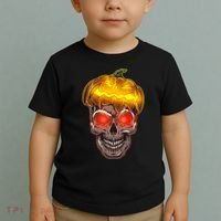 Spooky Halloween Glowing Pumpkin Skull Face Toddler T-Shirt thumb 2