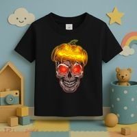 Spooky Halloween Glowing Pumpkin Skull Face Toddler T-Shirt thumb 3