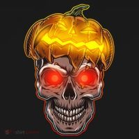 Spooky Halloween Glowing Pumpkin Skull Face Kids Sweatshirt thumb 2