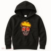 Spooky Halloween Glowing Pumpkin Skull Face Kids Hoodie thumb 0