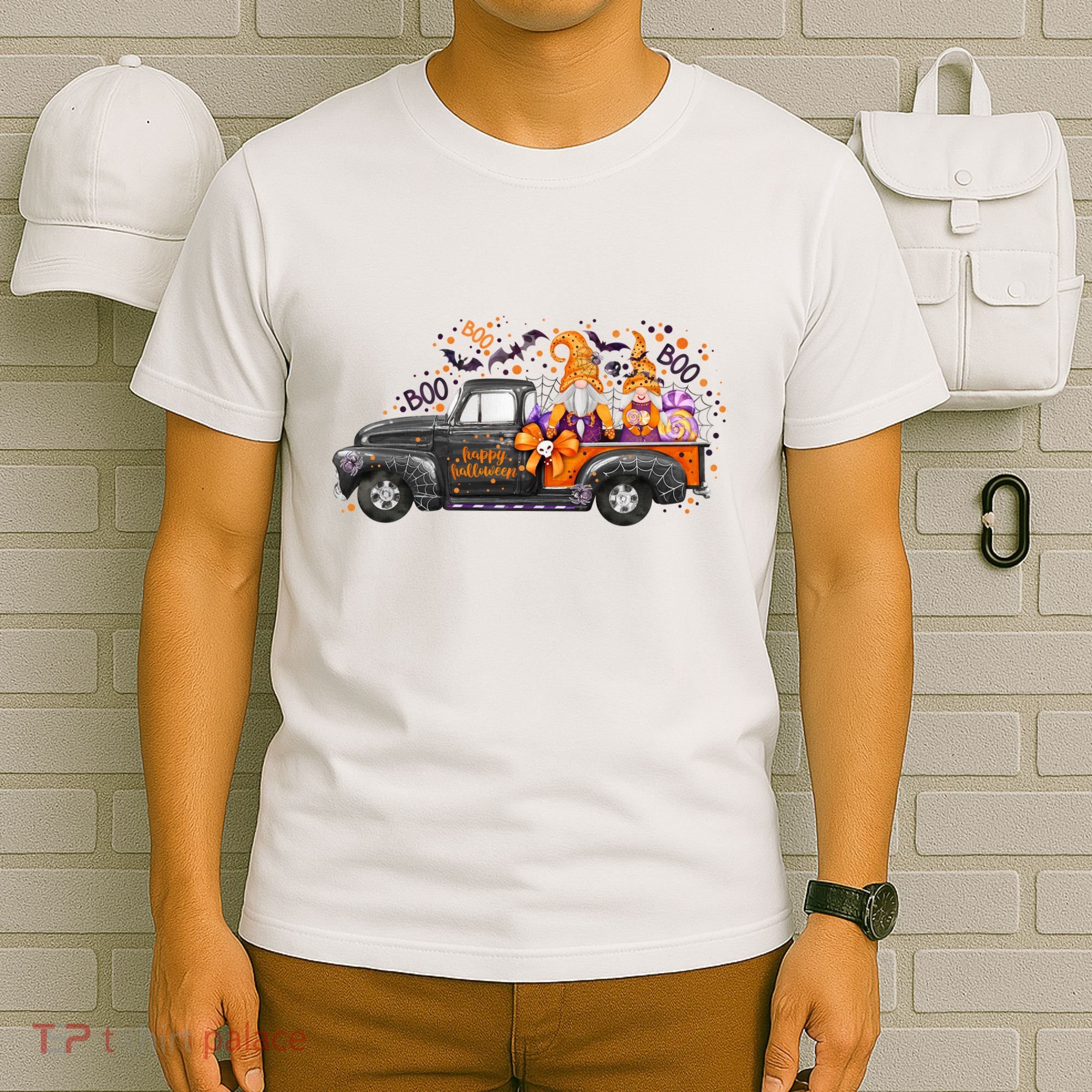 Spooky Halloween Gnome Squad Truck T-Shirt