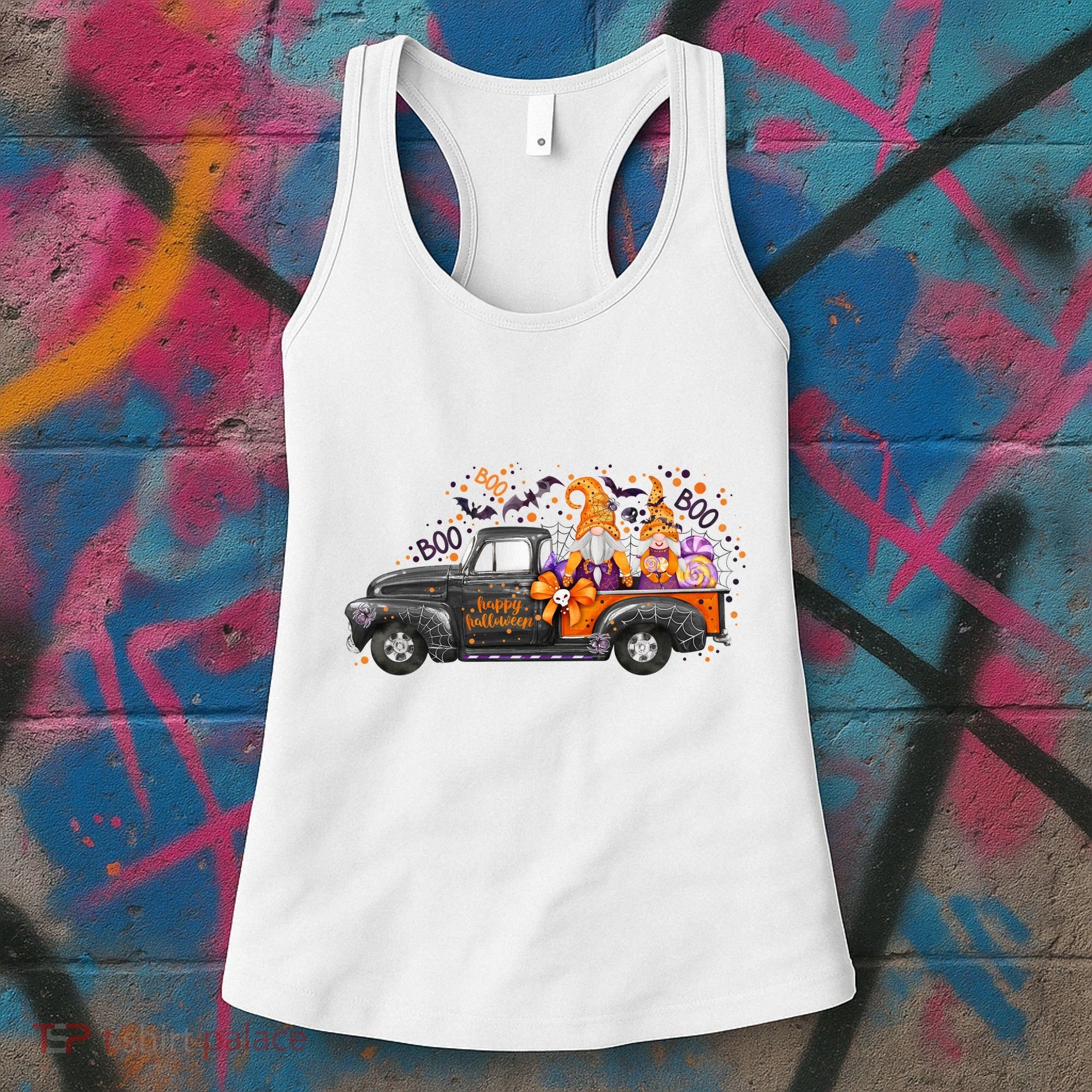 Spooky Halloween Gnome Squad Truck Women's Tank Top