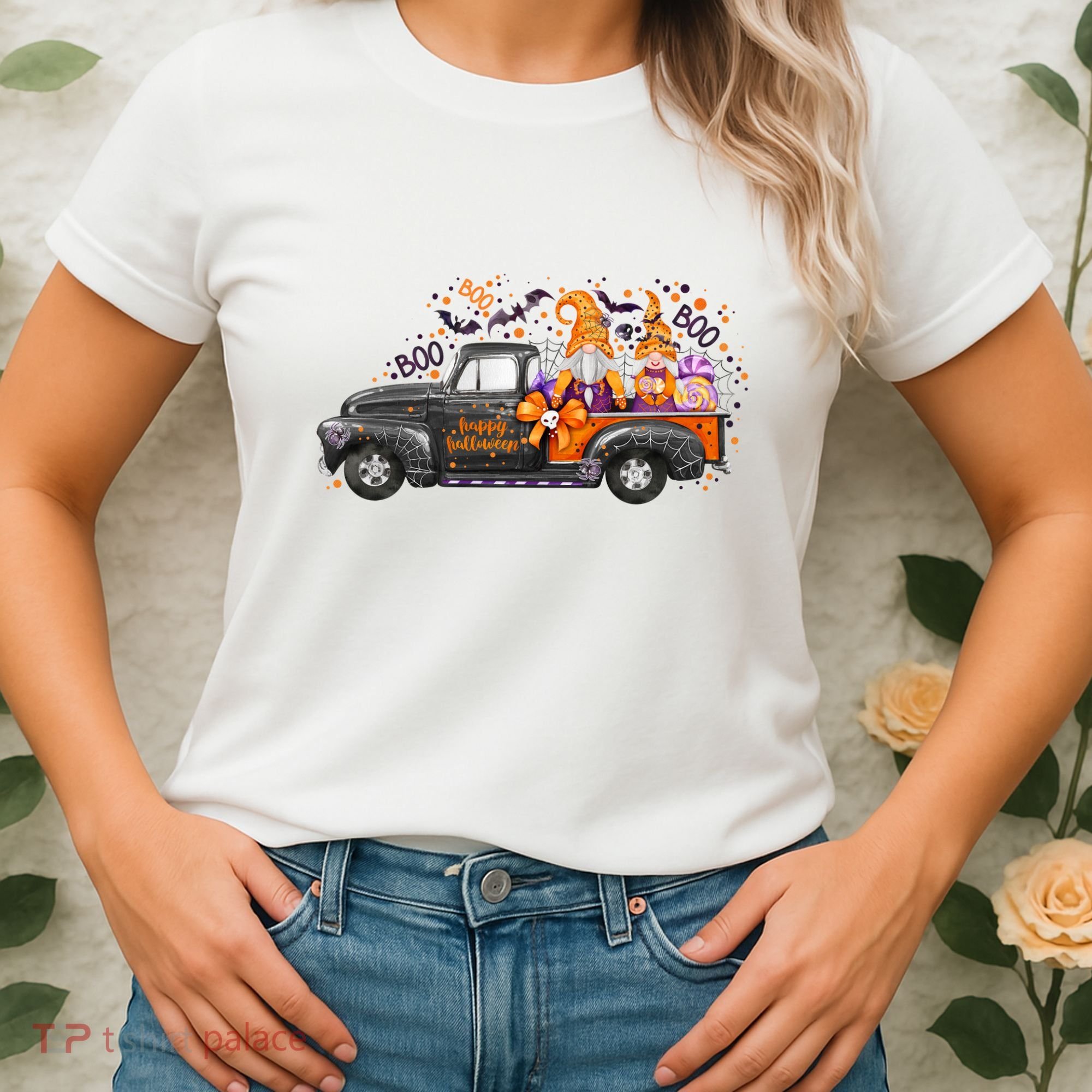 Spooky Halloween Gnome Squad Truck Women's T-Shirt