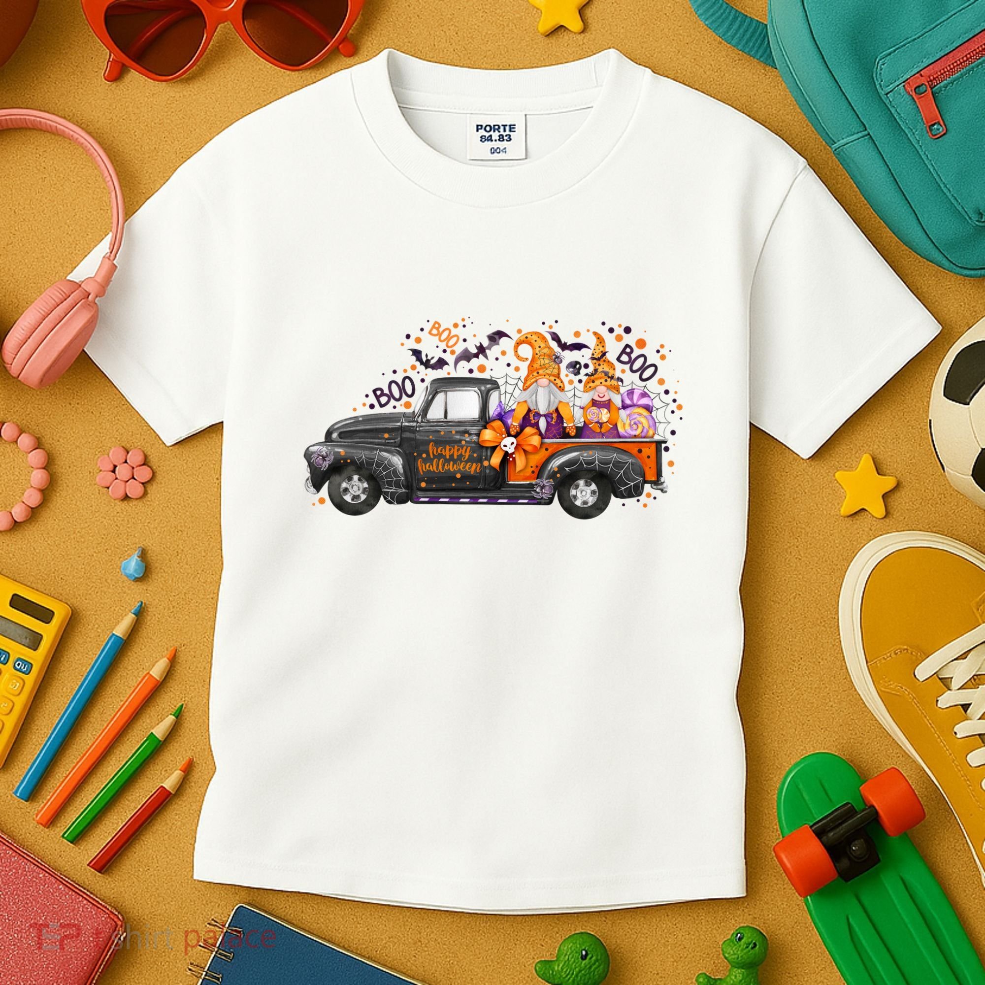 Spooky Halloween Gnome Squad Truck Kids T-Shirt