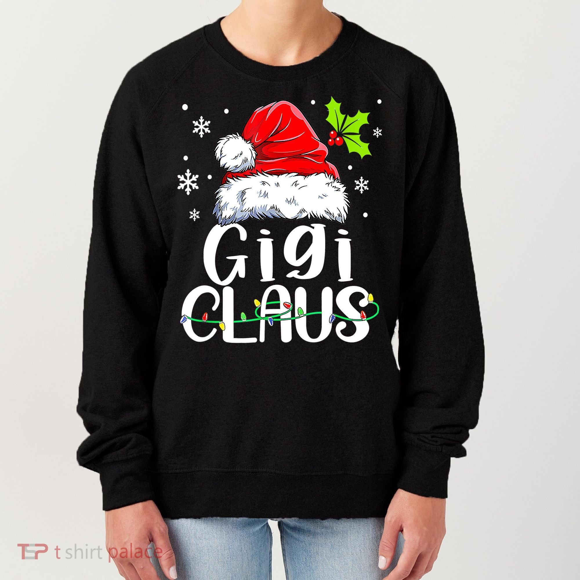 Santa Hat Gigi Claus Elf Funny Ugly Christmas Sweater Women's Sweatshirt
