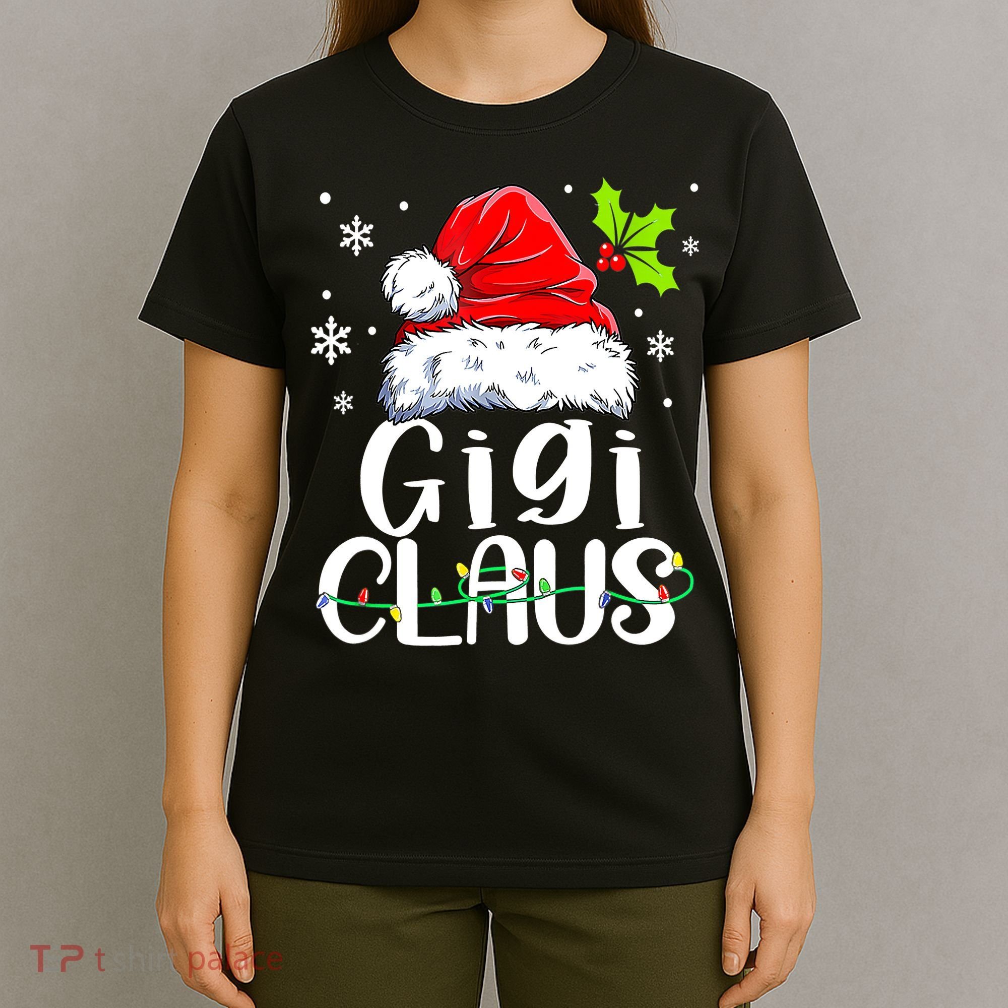 Santa Hat Gigi Claus Elf Funny Ugly Christmas Sweater T-Shirt