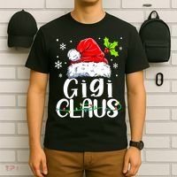 Santa Hat Gigi Claus Elf Funny Ugly Christmas Sweater T-Shirt thumb 6