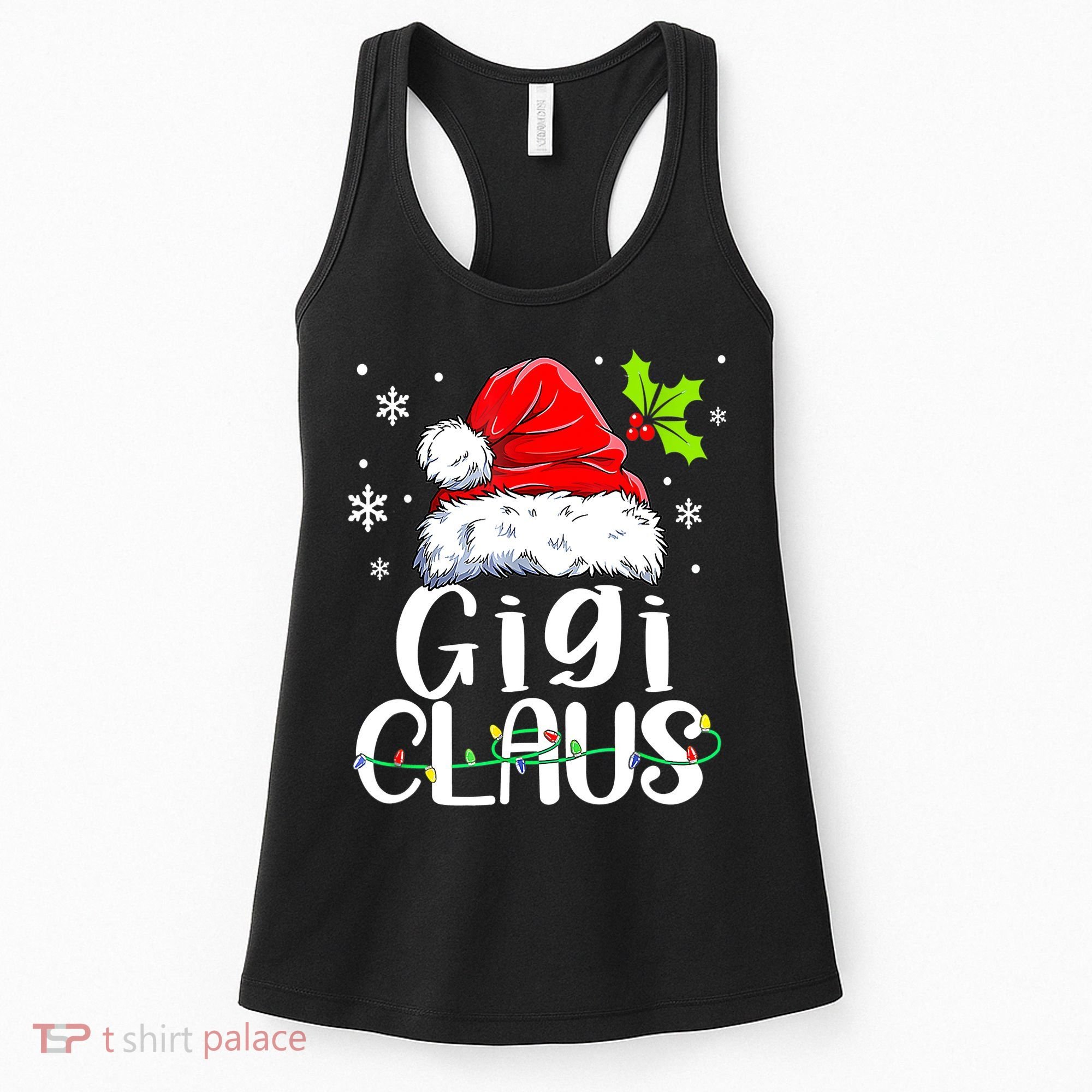 Santa Hat Gigi Claus Elf Funny Ugly Christmas Sweater Women's Tank Top