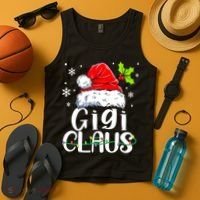 Santa Hat Gigi Claus Elf Funny Ugly Christmas Sweater Tank Top thumb 4