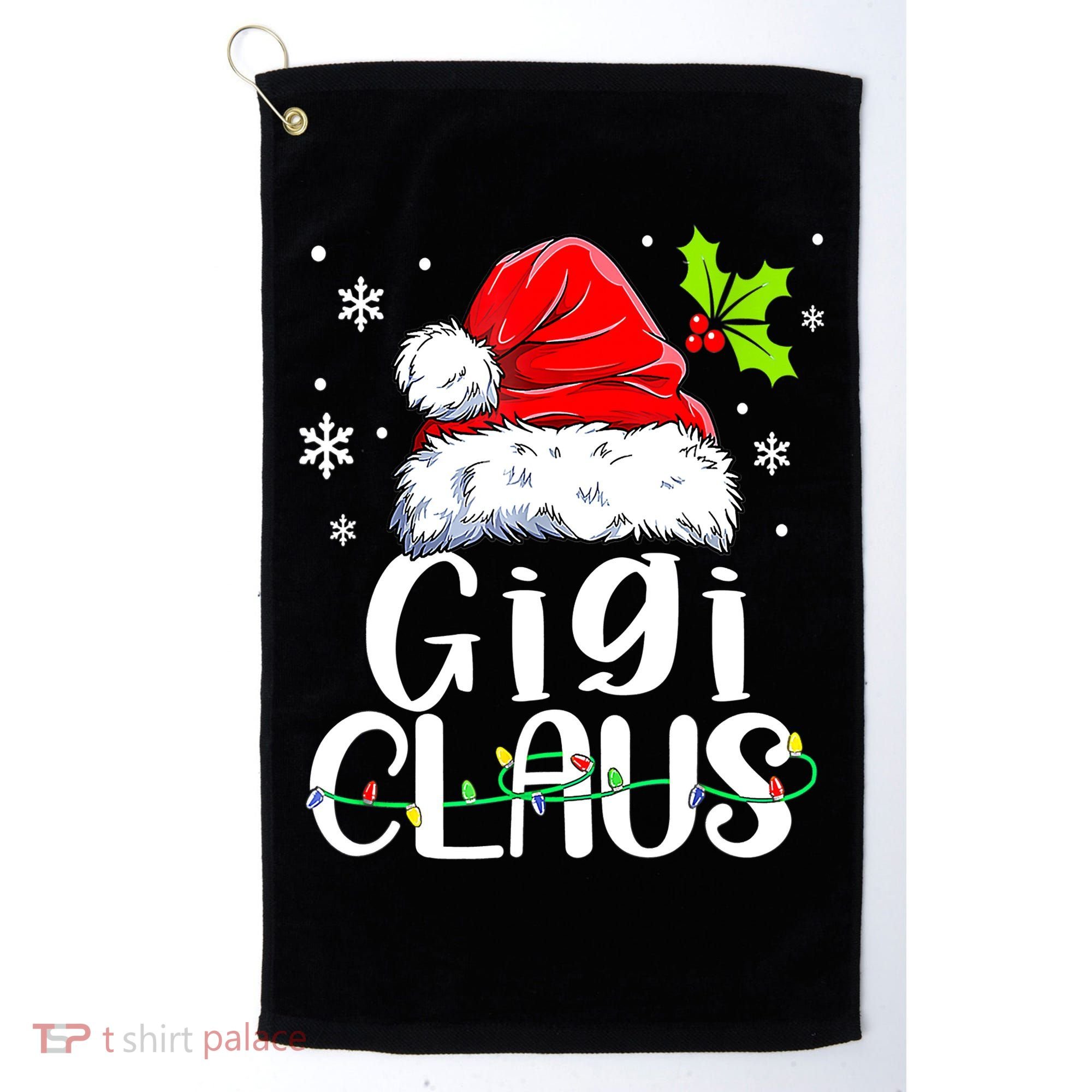 Santa Hat Gigi Claus Elf Funny Ugly Christmas Sweater Golf Towel