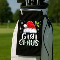 Santa Hat Gigi Claus Elf Funny Ugly Christmas Sweater Golf Towel thumb 2