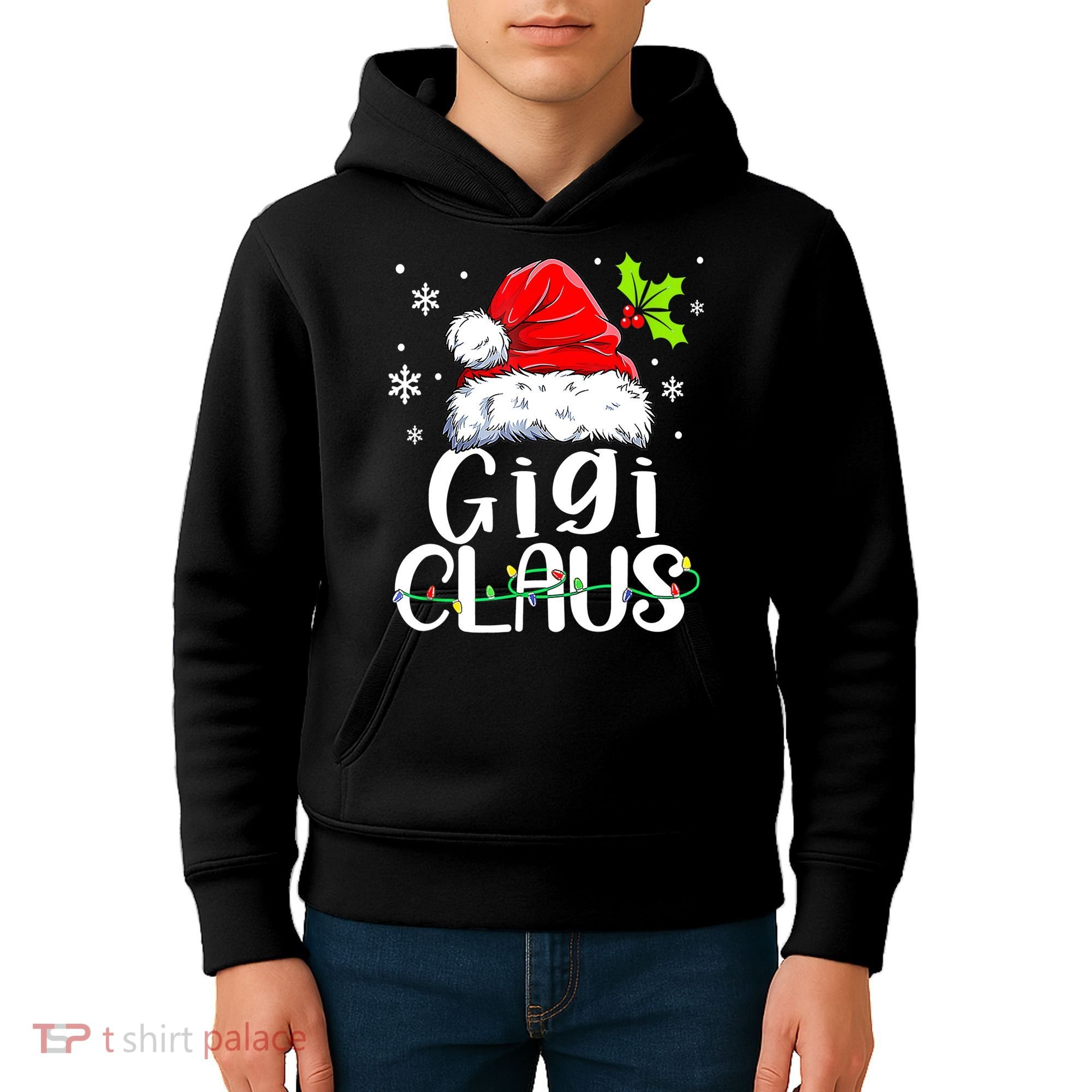 Santa Hat Gigi Claus Elf Funny Ugly Christmas Sweater Kids Hoodie