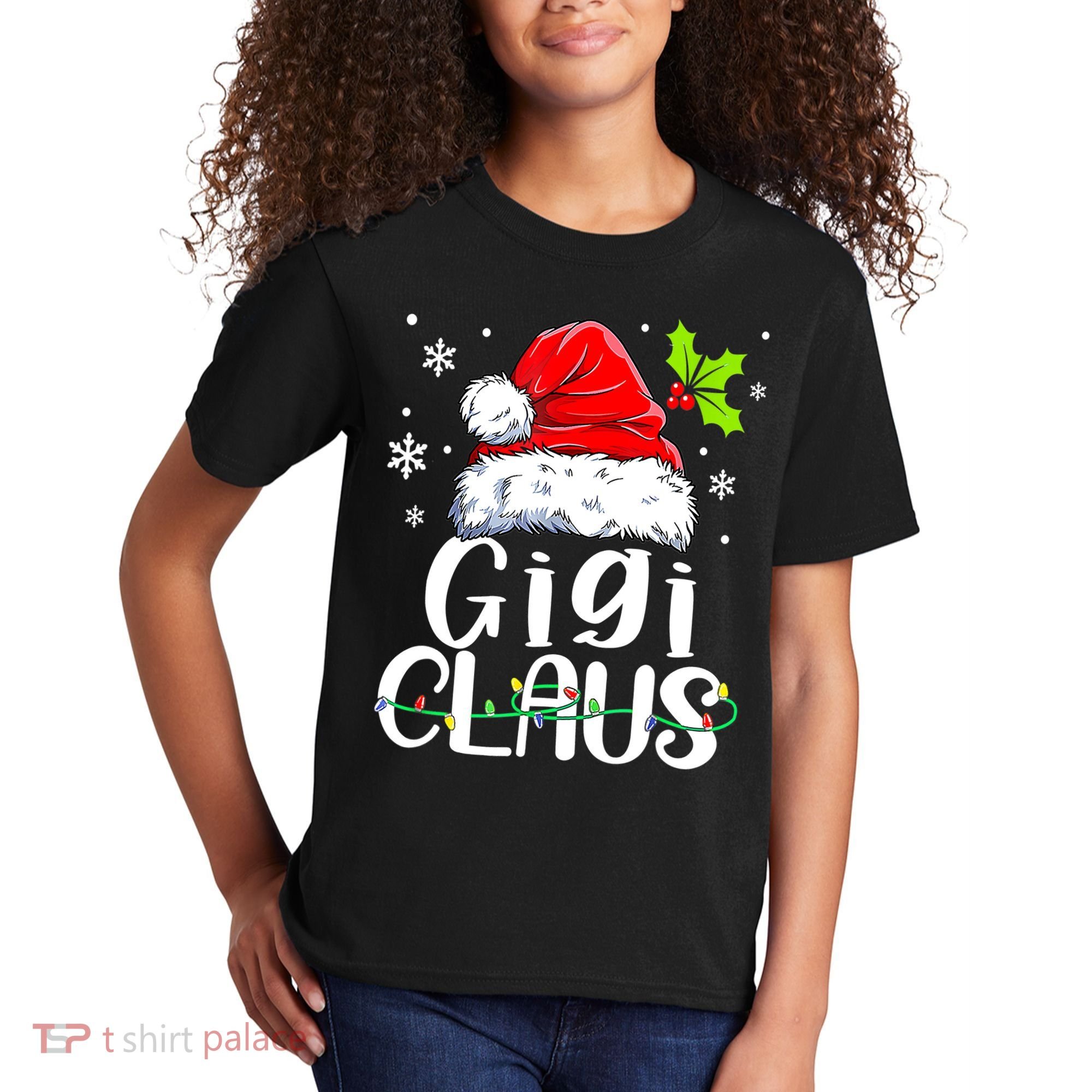 Santa Hat Gigi Claus Elf Funny Ugly Christmas Sweater Kids T-Shirt