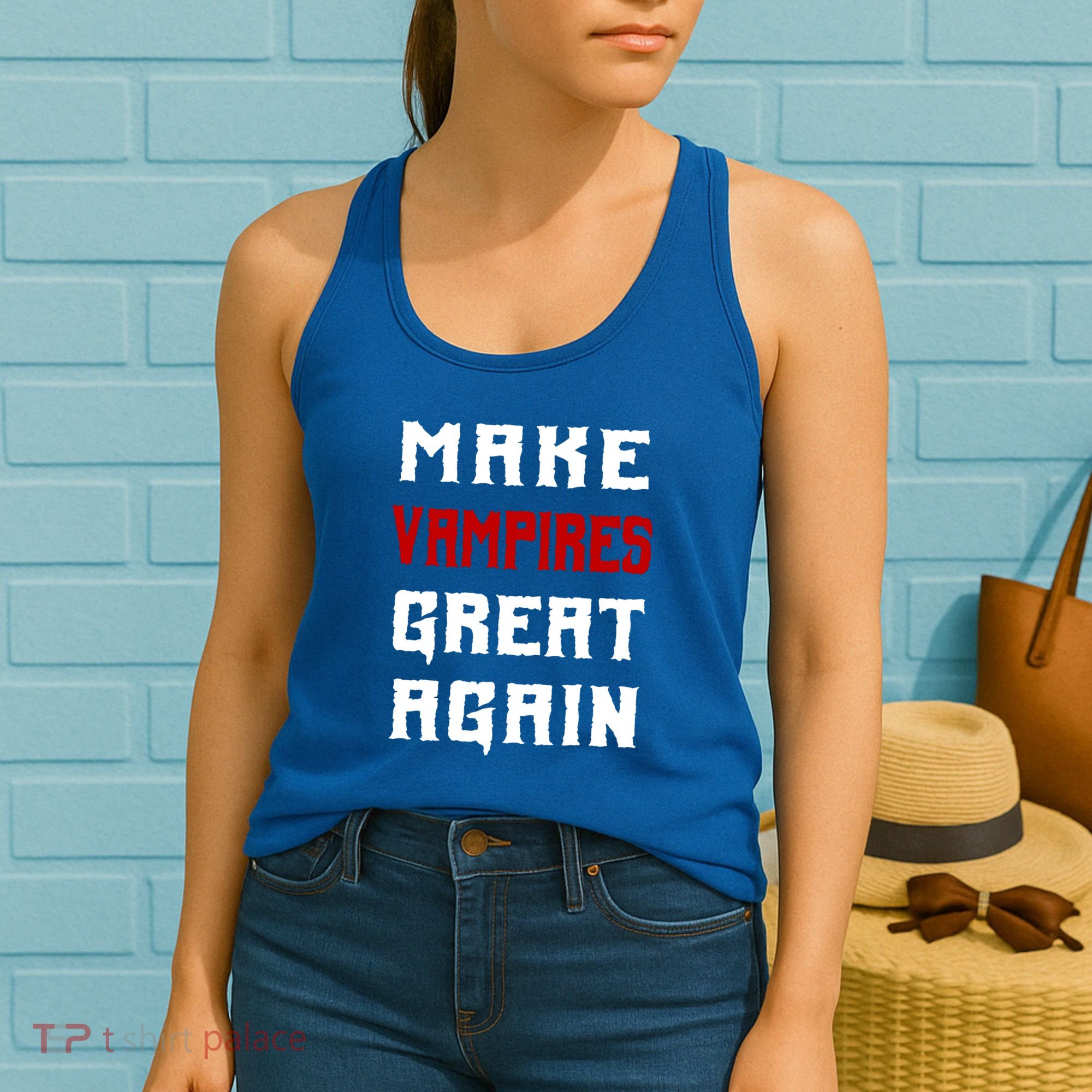 Silly Halloween Gift Make Vampires Great Again Meaningful Gift Women's Tank Top