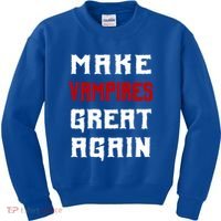 Silly Halloween Gift Make Vampires Great Again Meaningful Gift Kids Sweatshirt thumb 0