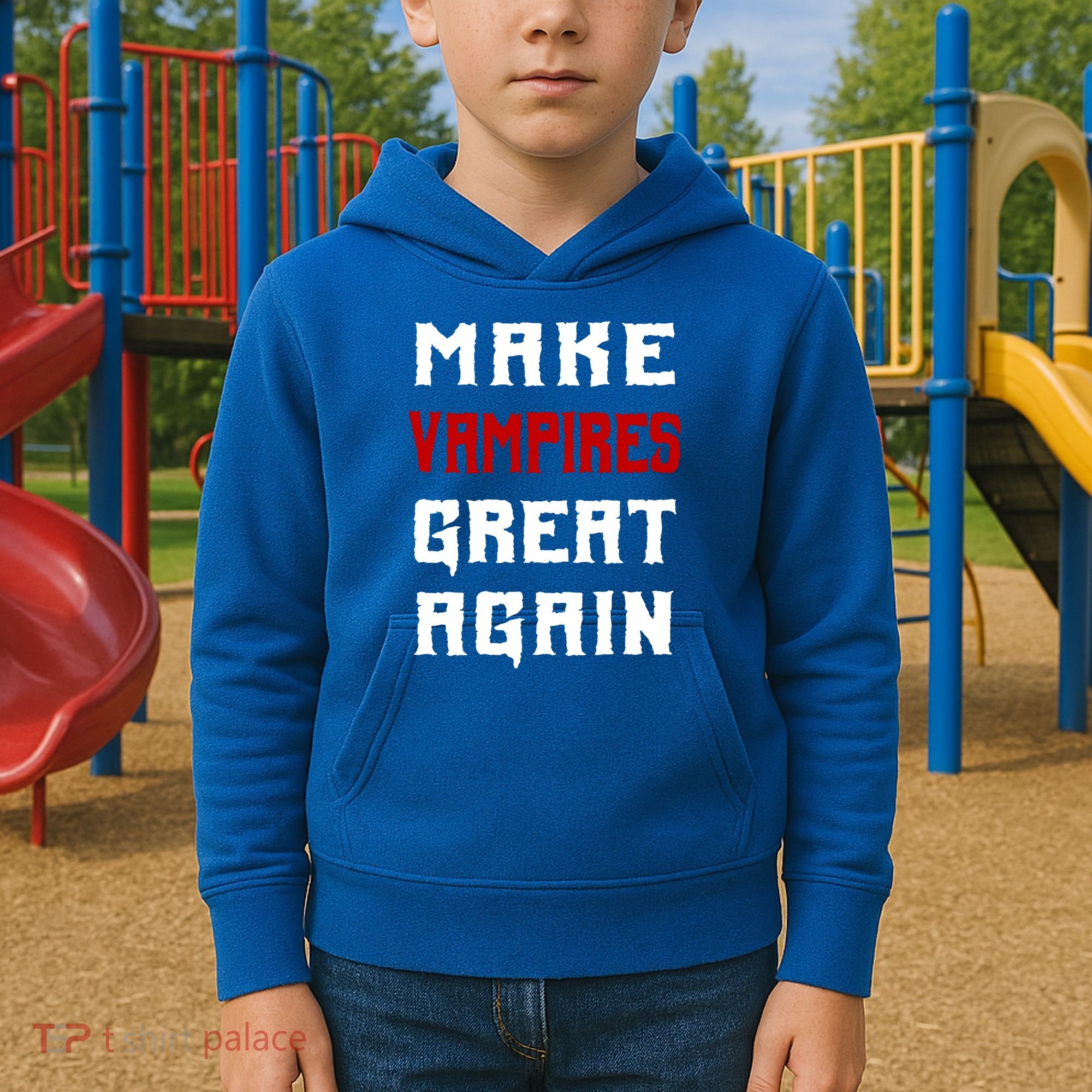 Silly Halloween Gift Make Vampires Great Again Meaningful Gift Kids Hoodie