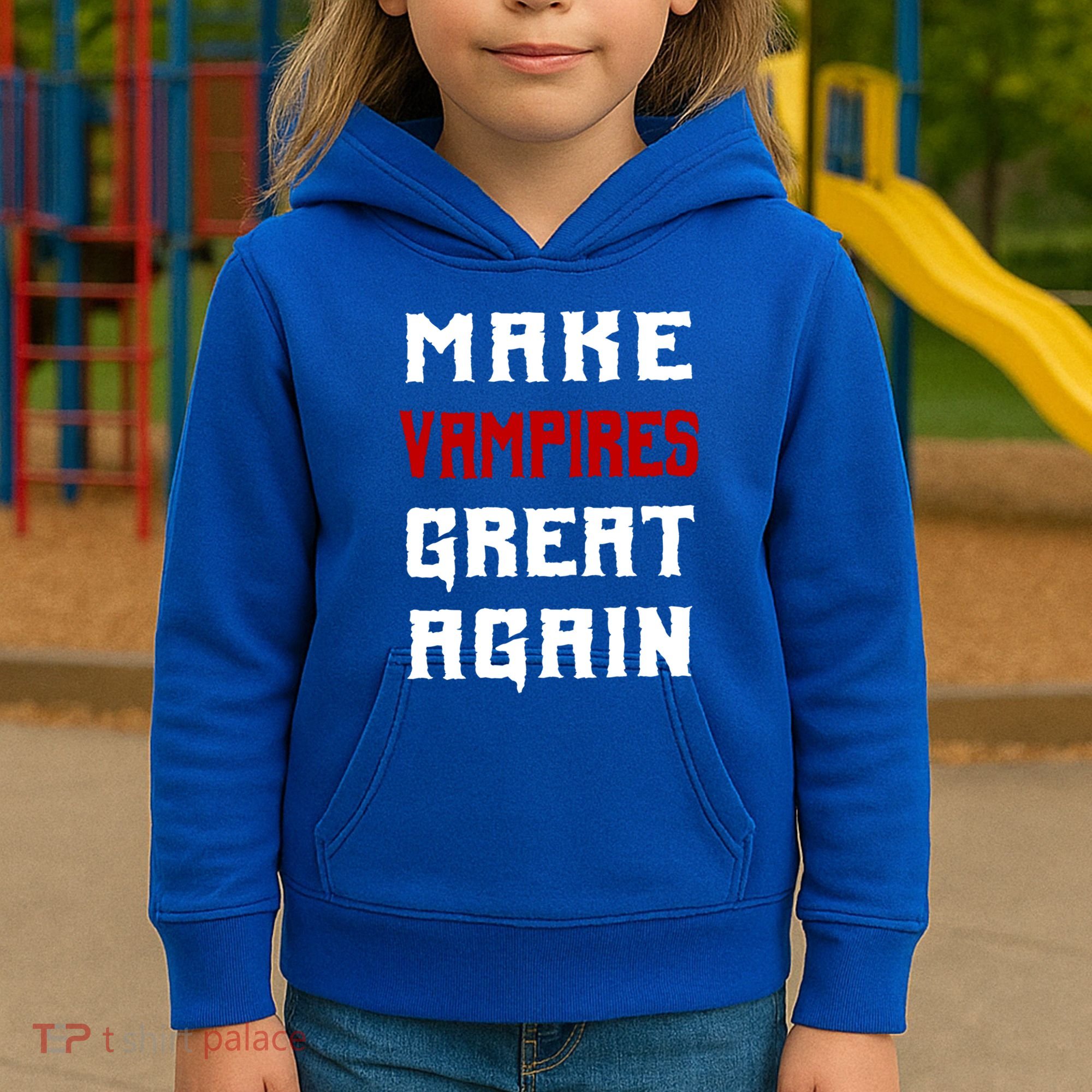 Silly Halloween Gift Make Vampires Great Again Meaningful Gift Kids Hoodie