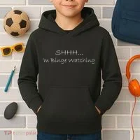 Shh I'm Binge Watching Kids Hoodie thumb 2
