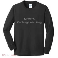 Shh I'm Binge Watching Kids Long Sleeve Shirt thumb 0