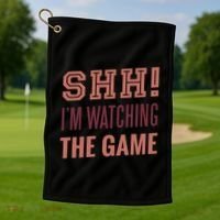 Shh I'm Watching The Game Golf Towel thumb 1