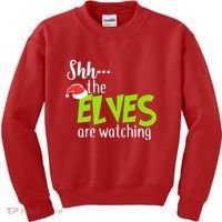 Shh The Elves Are Watching Kids Sweatshirt thumb 0