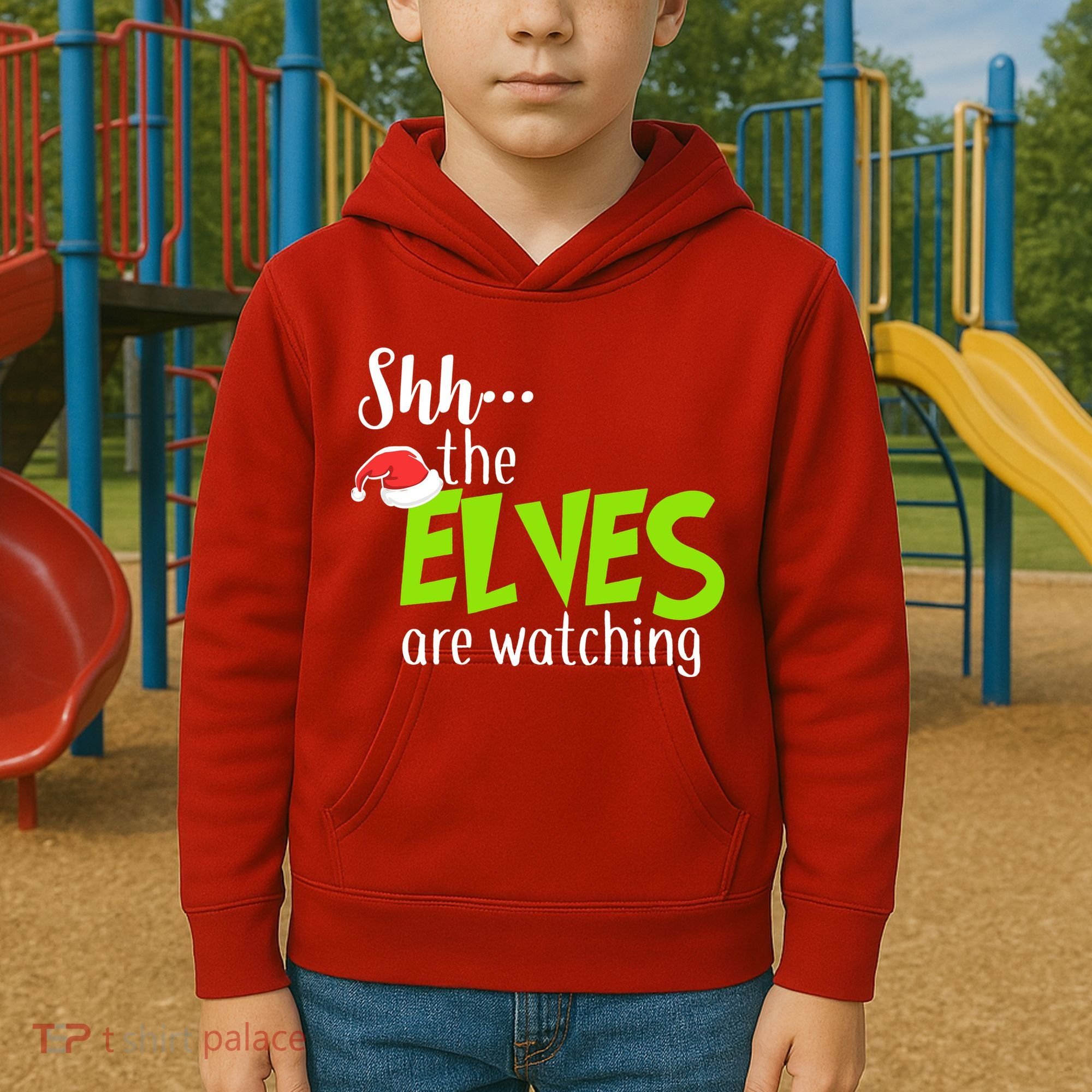 Shh The Elves Are Watching Kids Hoodie