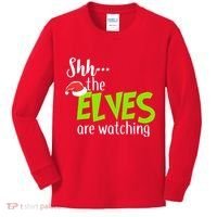 Shh The Elves Are Watching Kids Long Sleeve Shirt thumb 0