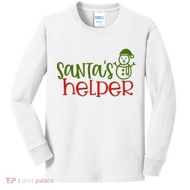 Santas Helper Holiday Gift Kids Long Sleeve Shirt
