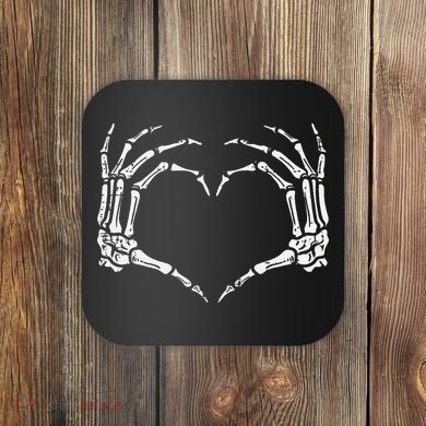 Skeleton Hands Heart Sign Retro Halloween Costume Coaster