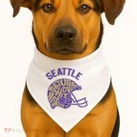 Saturdays Hit Harder In Seattle Football USA-Made Doggie Bandana thumb 1