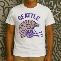 Saturdays Hit Harder In Seattle Football T-Shirt thumb 3