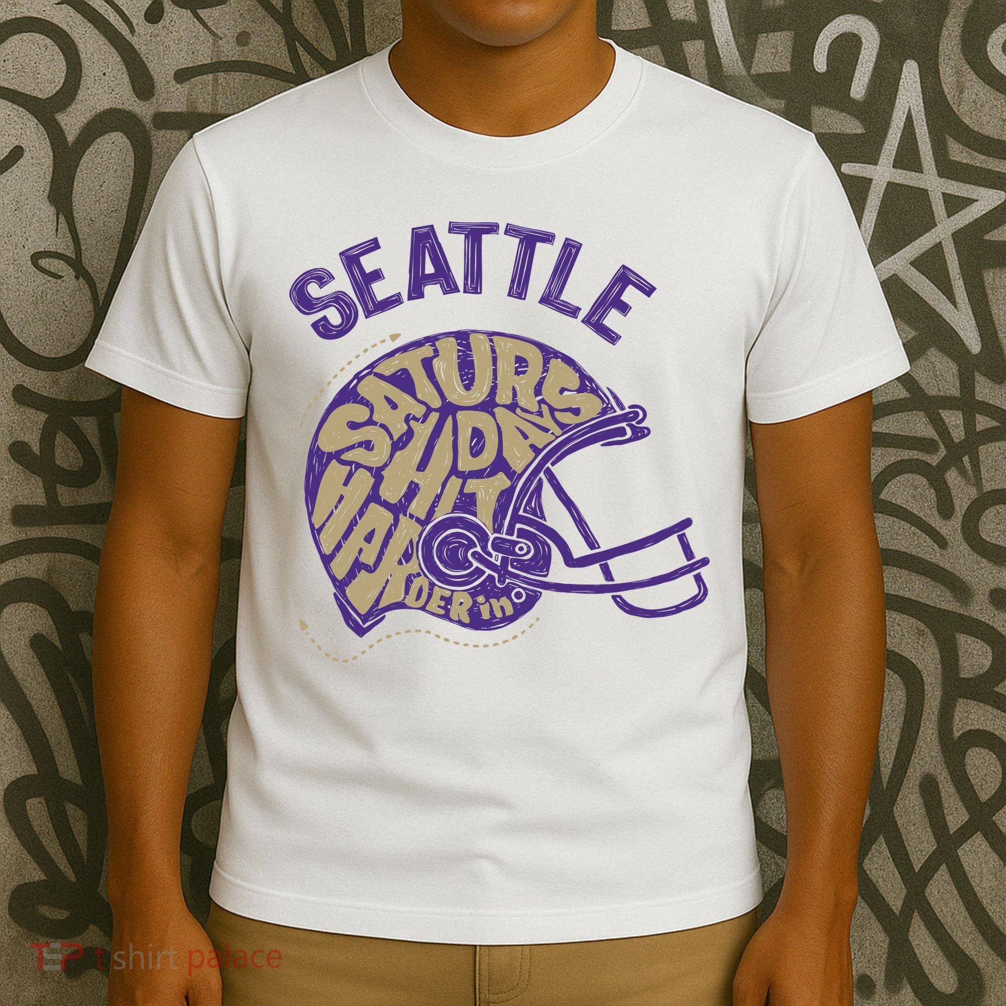 Saturdays Hit Harder In Seattle Football T-Shirt