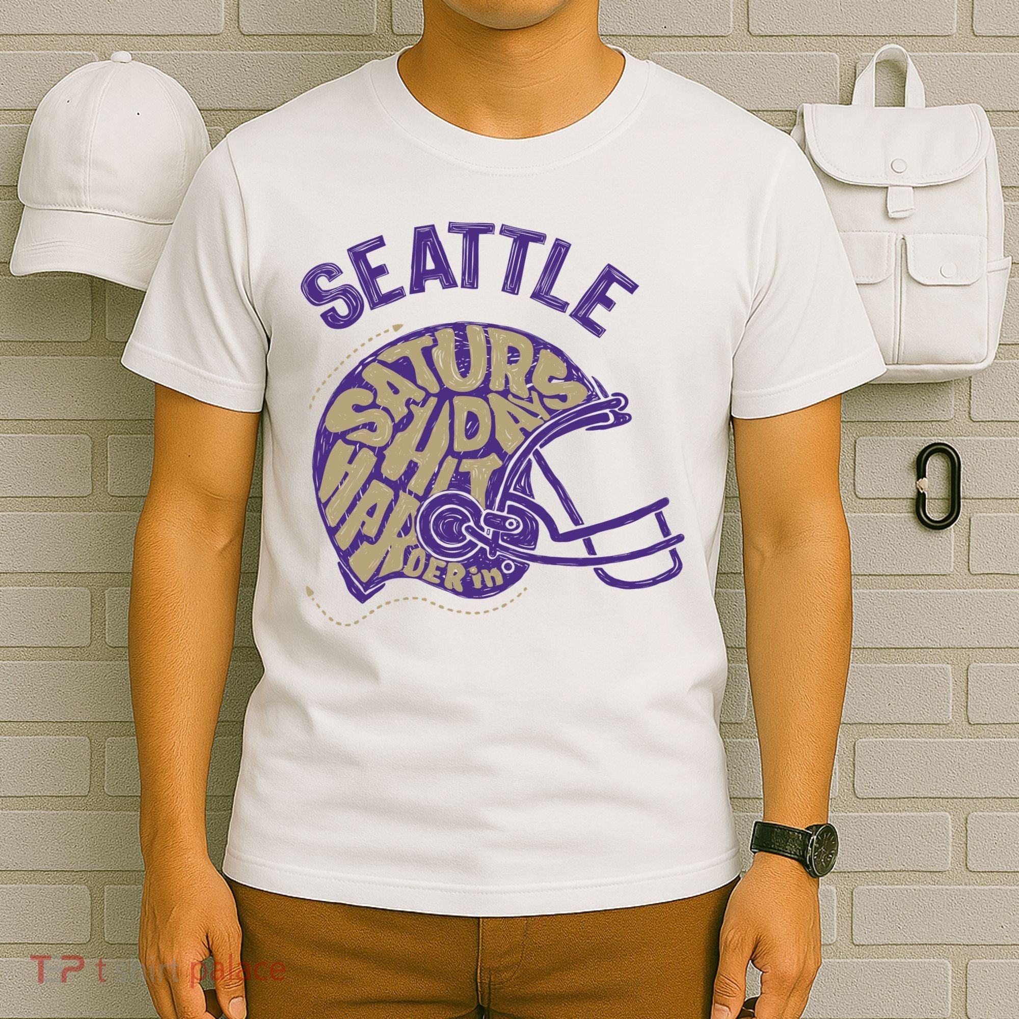 Saturdays Hit Harder In Seattle Football T-Shirt