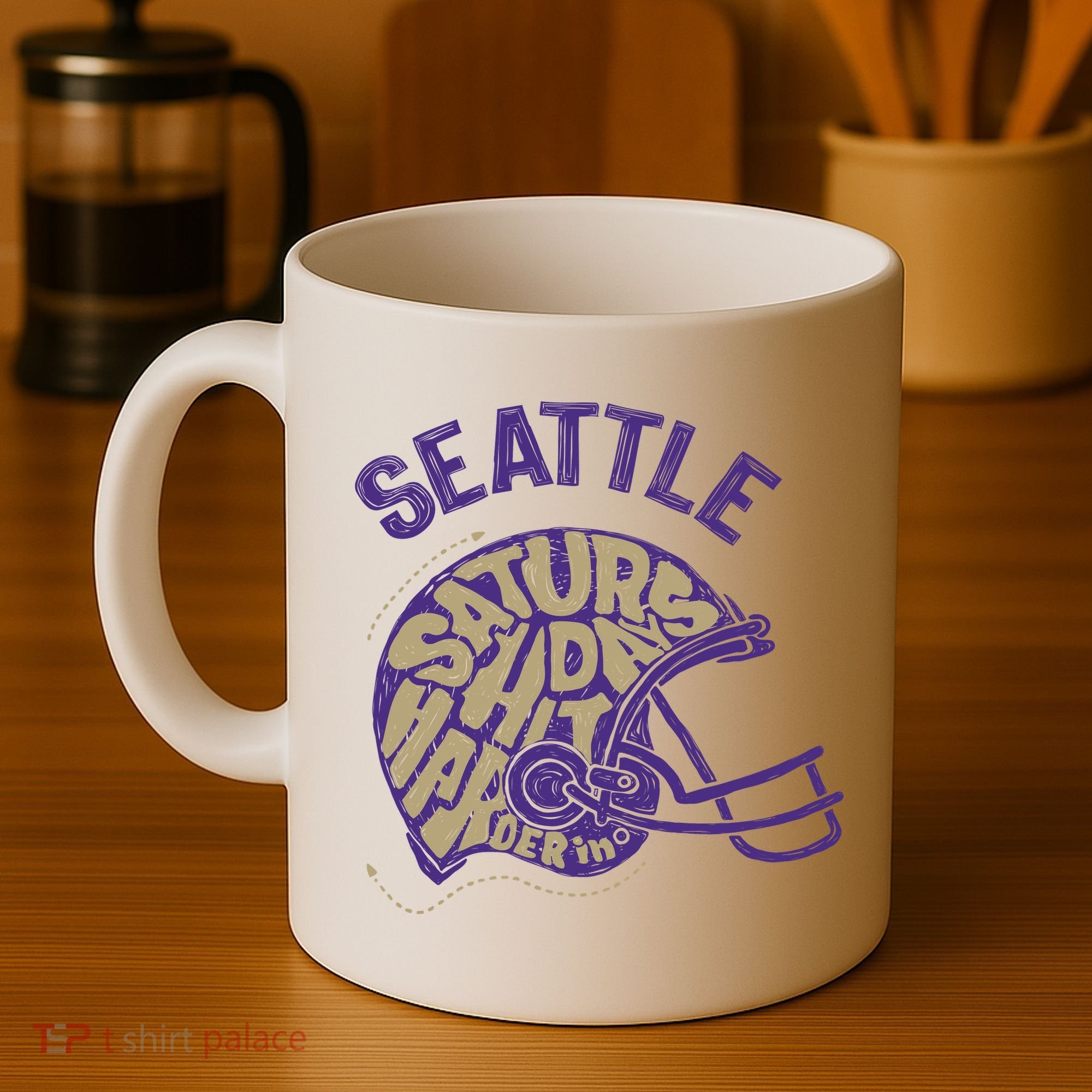 Saturdays Hit Harder In Seattle Football Coffee Mug