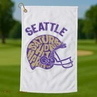 Saturdays Hit Harder In Seattle Football Golf Towel thumb 1