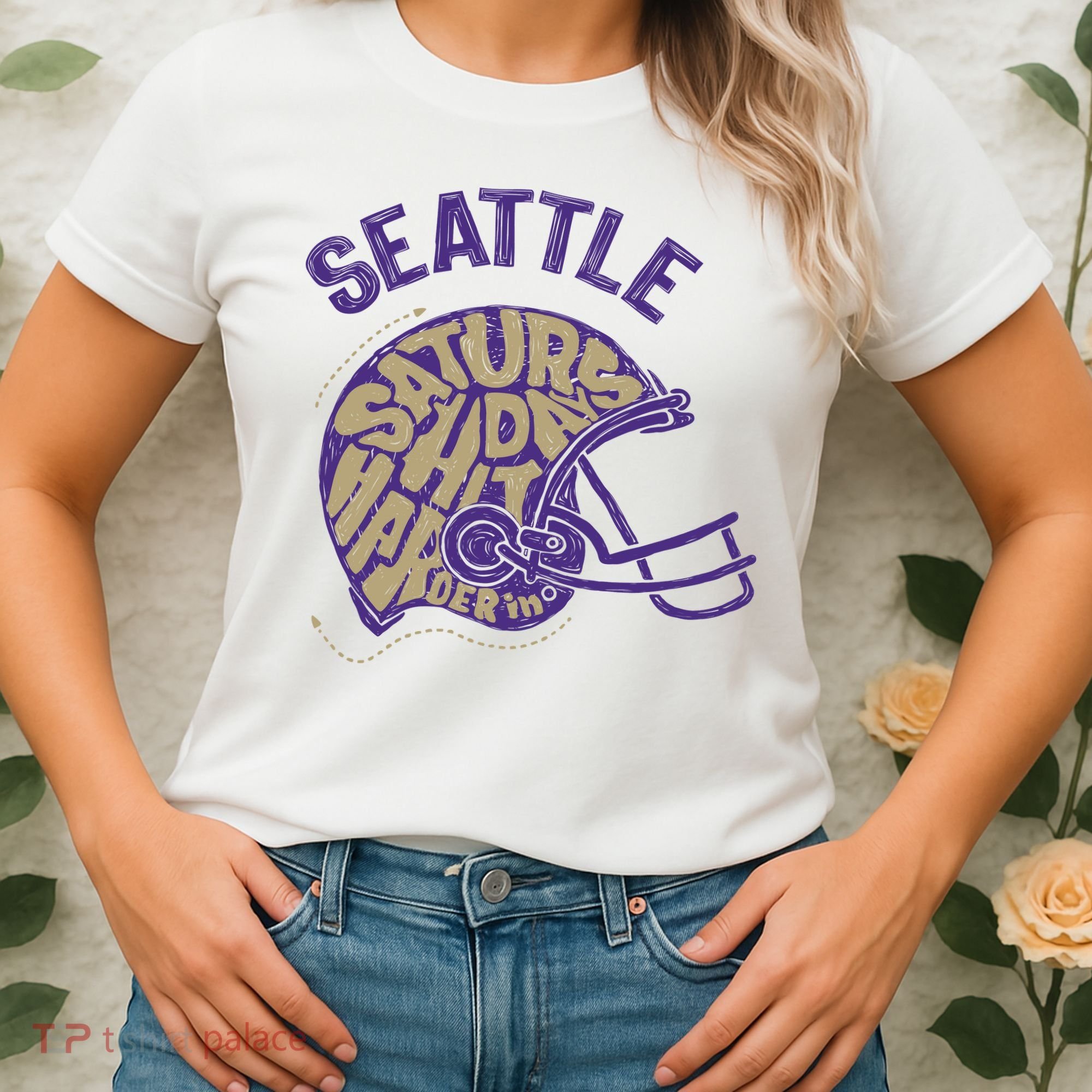 Saturdays Hit Harder In Seattle Football Women's T-Shirt
