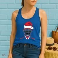 Santa Hat Hockey Sport Gift Christmas Ice Hockey Player Gift Women's Tank Top thumb 2