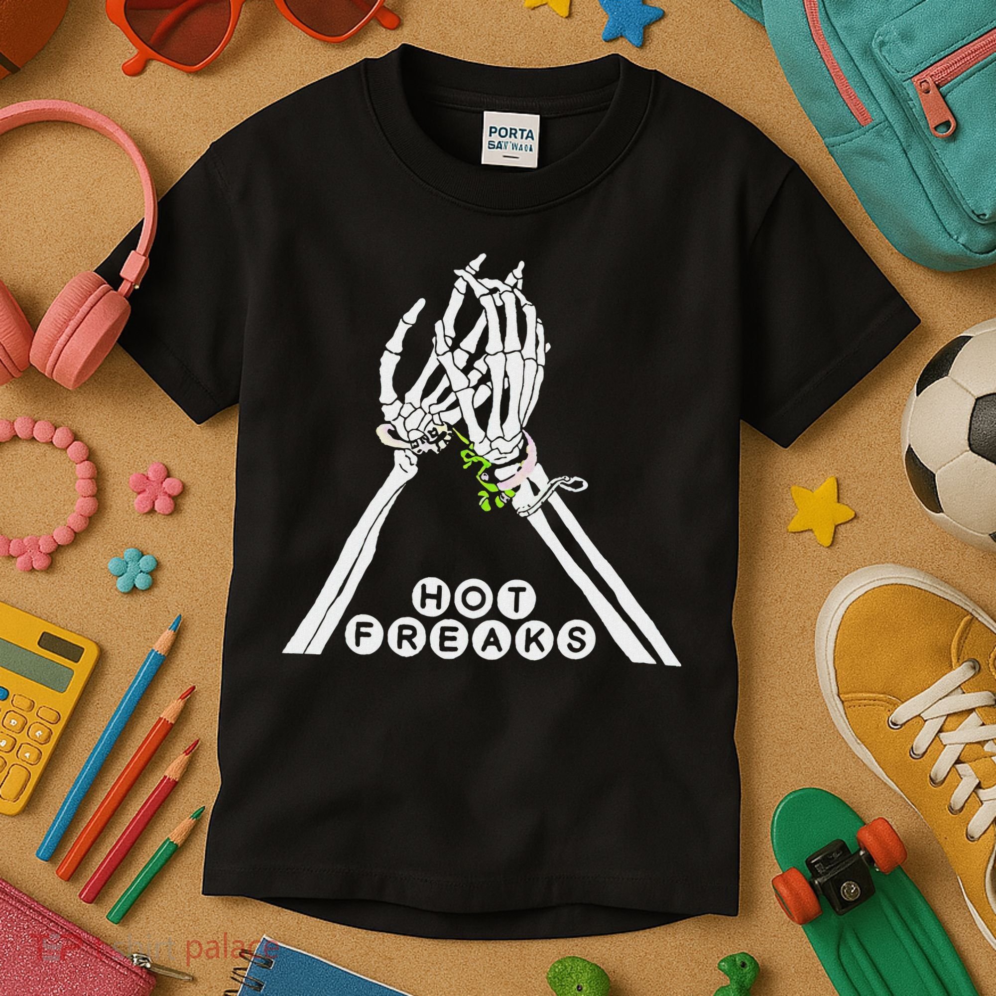 Skull Hand Hot Freaks Sweaty Bones Kids T-Shirt