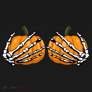 Skeleton Hands Holding Pumpkin Tits Tote Bag