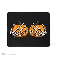 Skeleton Hands Holding Pumpkin Tits Mousepad thumb 0