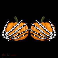 Skeleton Hands Holding Pumpkin Tits Women's Tank Top thumb 5
