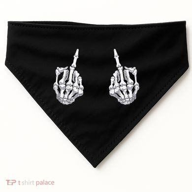 Skeleton Hand Halloween Bones Middle Finger Skull USA-Made Doggie Bandana