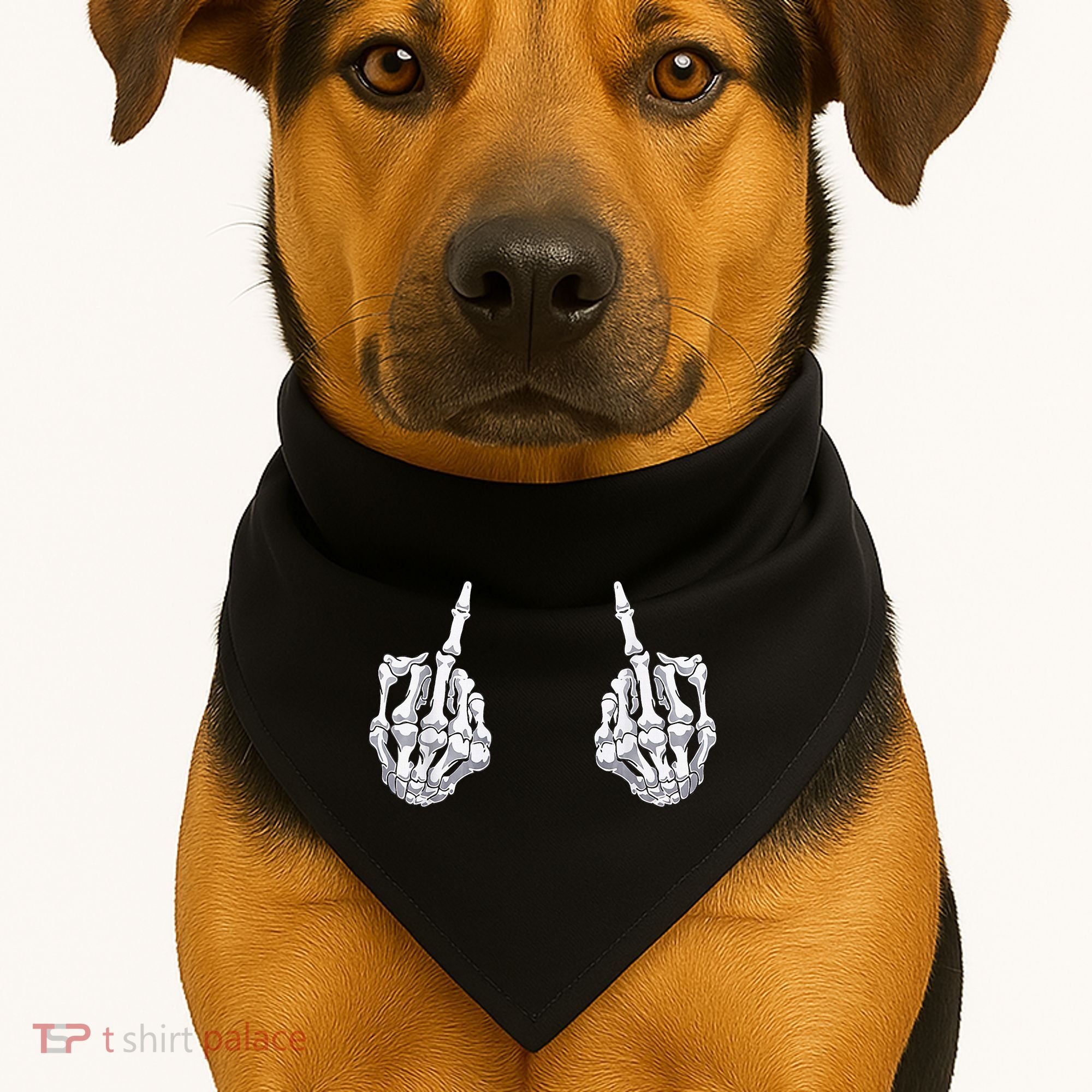 Skeleton Hand Halloween Bones Middle Finger Skull USA-Made Doggie Bandana