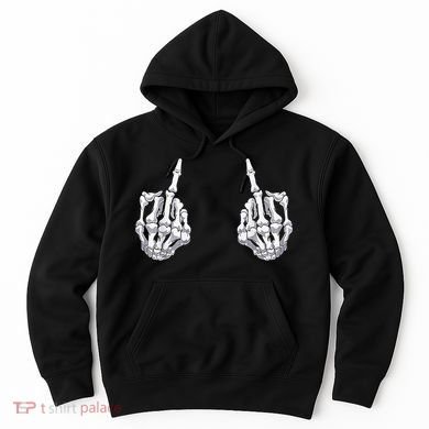 Skeleton Hand Halloween Bones Middle Finger Skull Hoodie