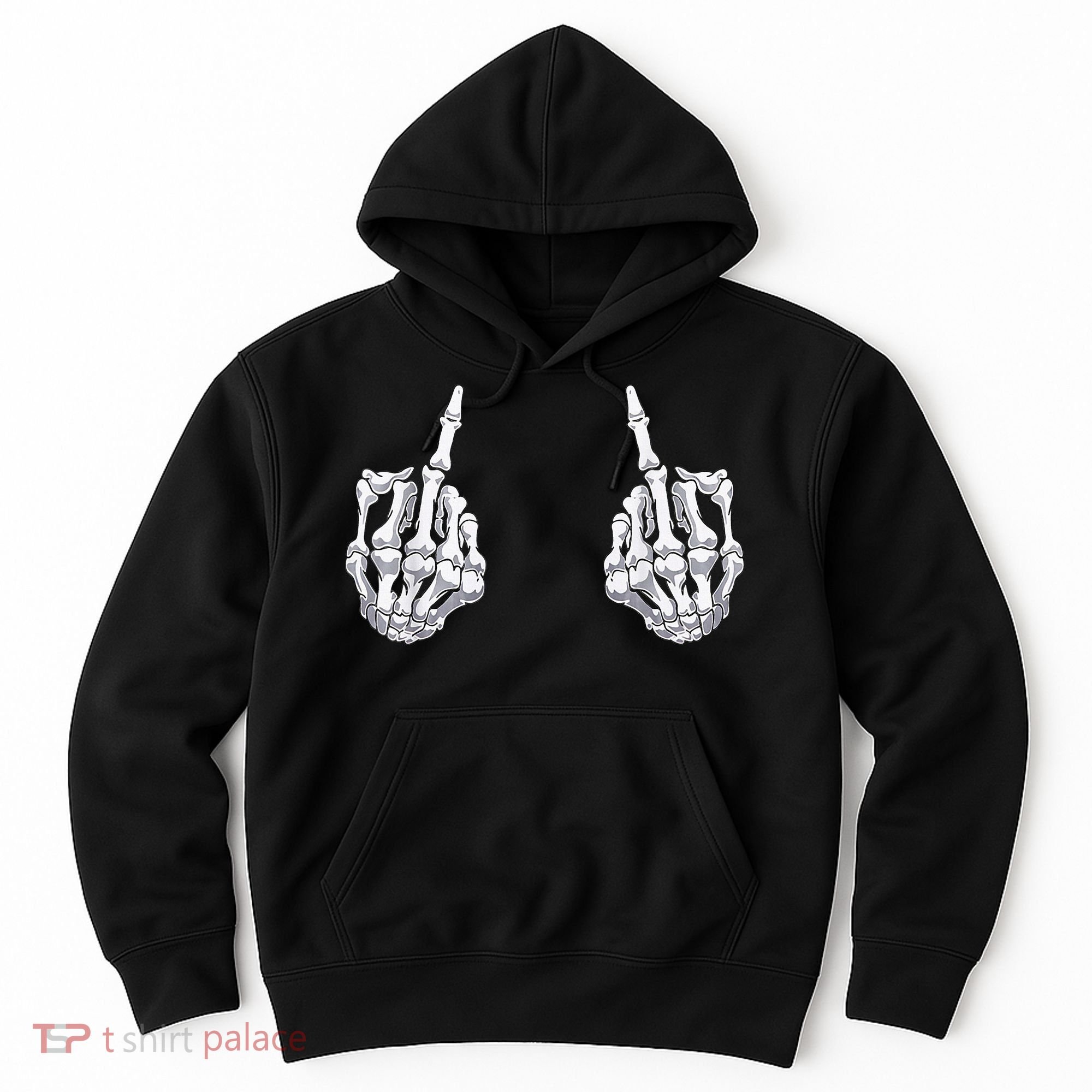 Skeleton Hand Halloween Bones Middle Finger Skull Hoodie