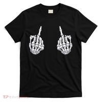 Skeleton Hand Halloween Bones Middle Finger Skull T-Shirt thumb 0